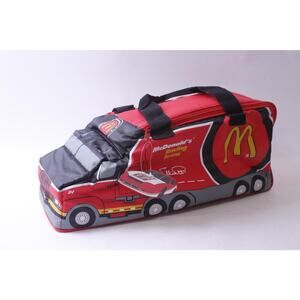 McDonald's Racing Team Lunch Bag, Red Semi Truck Shape, Top Handle, Zipper